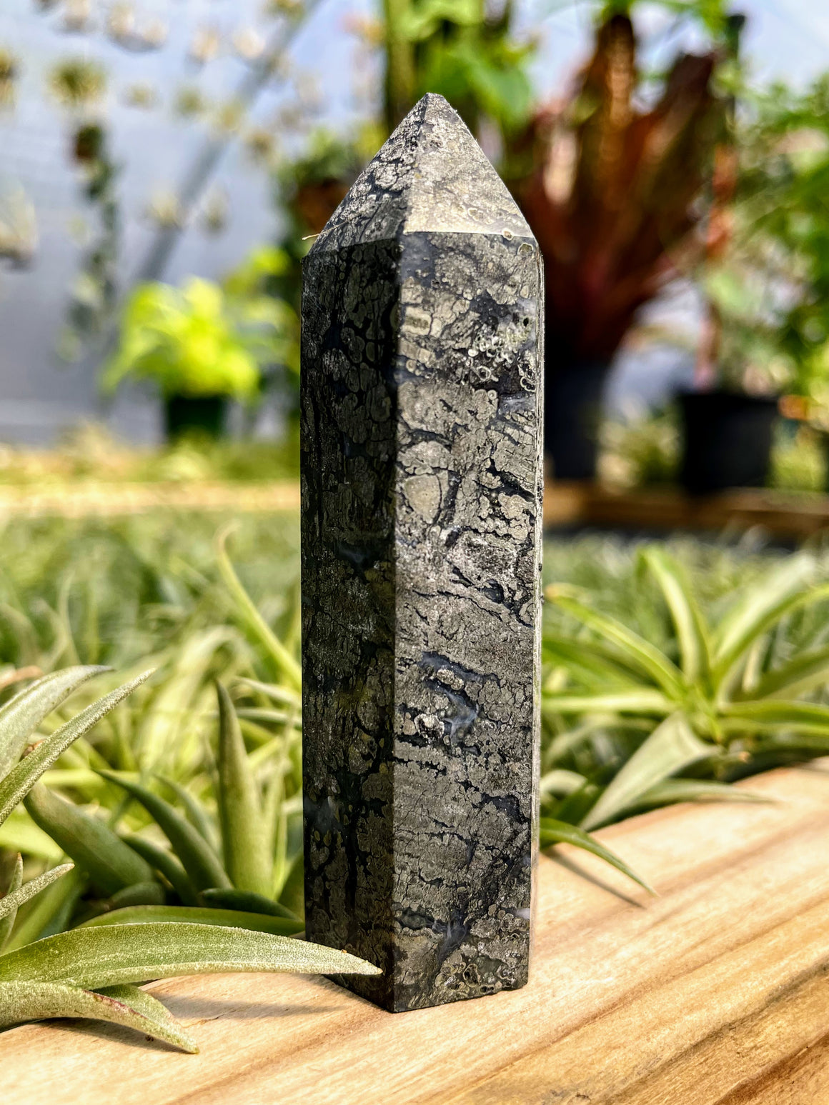 Pyrite in Agate Crystal Point