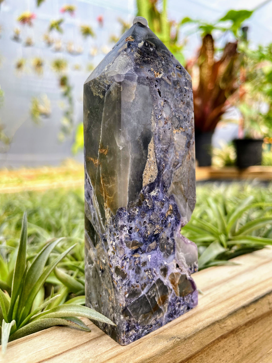 Purple Sphalerite w/ Druzy Crystal Point