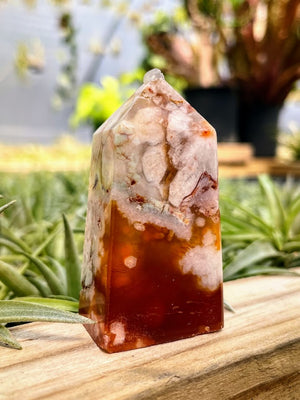 Red Flower Agate Crystal Point
