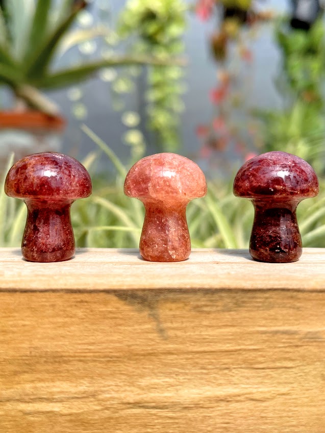 Mini Strawberry Quartz Crystal Mushroom