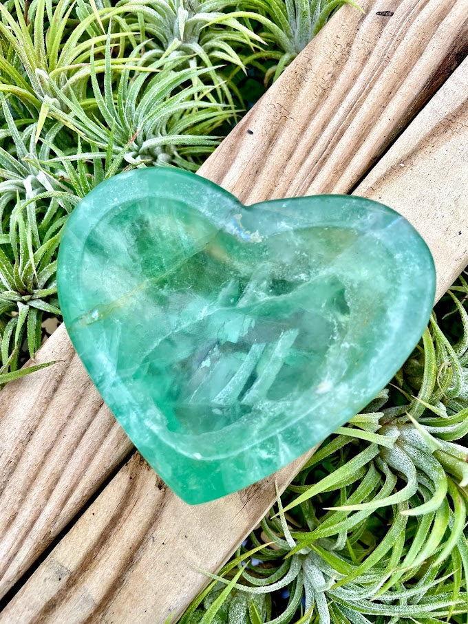 Green Fluorite Crystal Heart Bowl