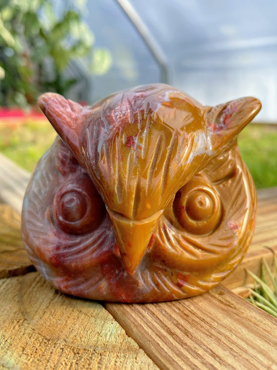 WYSIWYG- Ocean Jasper Owl Statue Carving